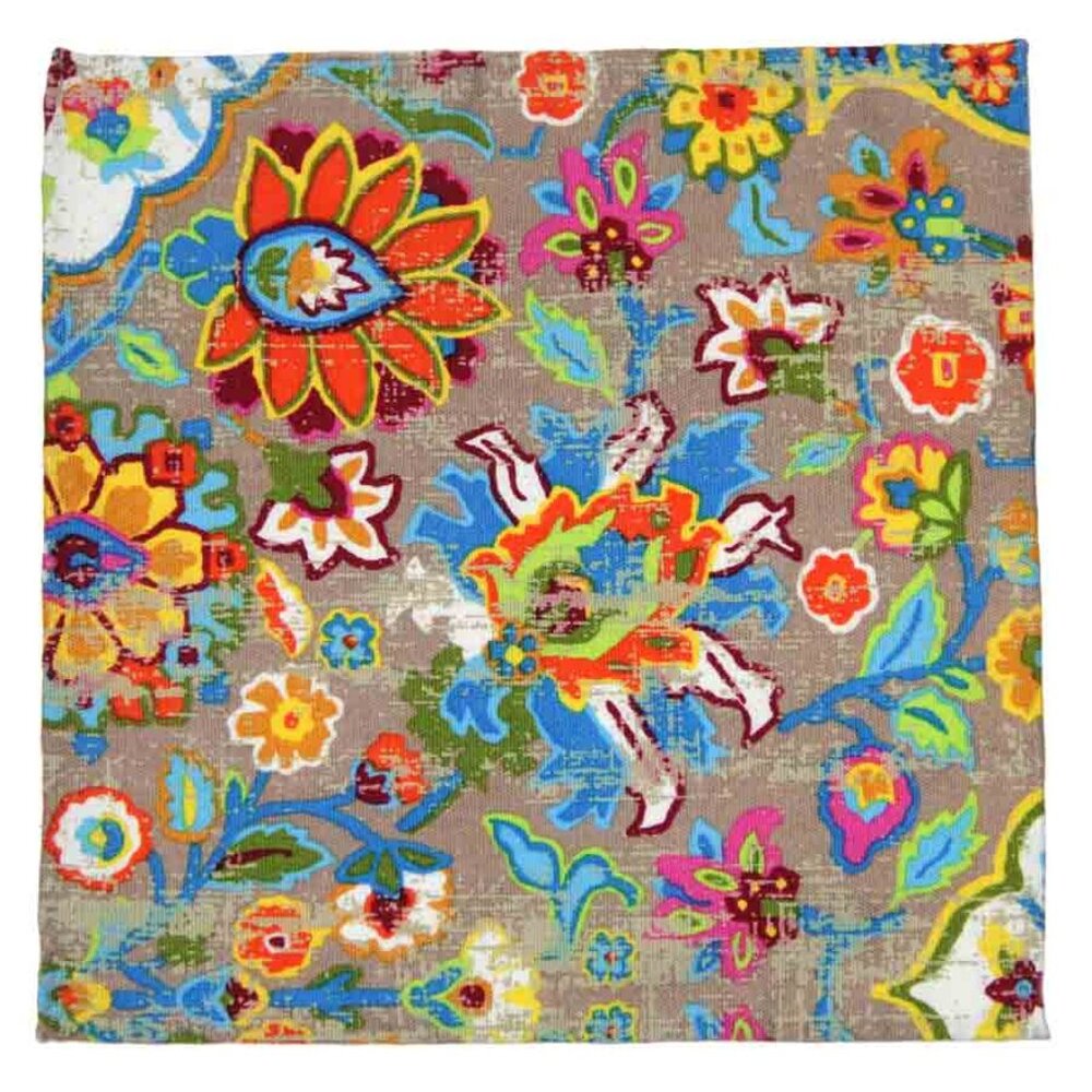 Gascoigne Hand Stitched Pocket Square European Cotton Multicolor Floral Men's